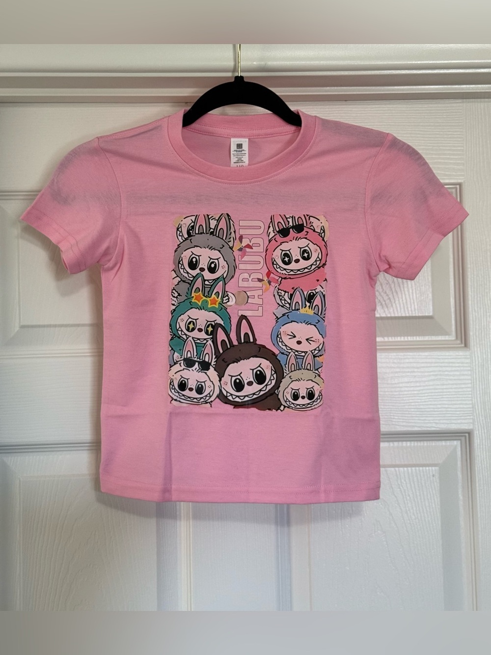 Labubu Kids Pink Graphic Tee Size 110 Kawaii Cartoon Shirt